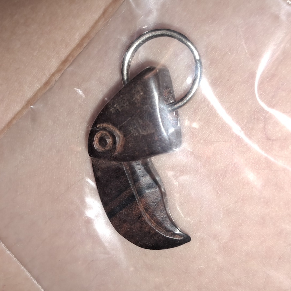Small wooden toucan charm wood bird keychain keyring